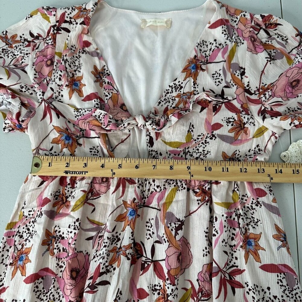 Bohemian Tiered Mini Dress Size S Blush Babydoll‎ Bloomcore - Picture 10 of 12